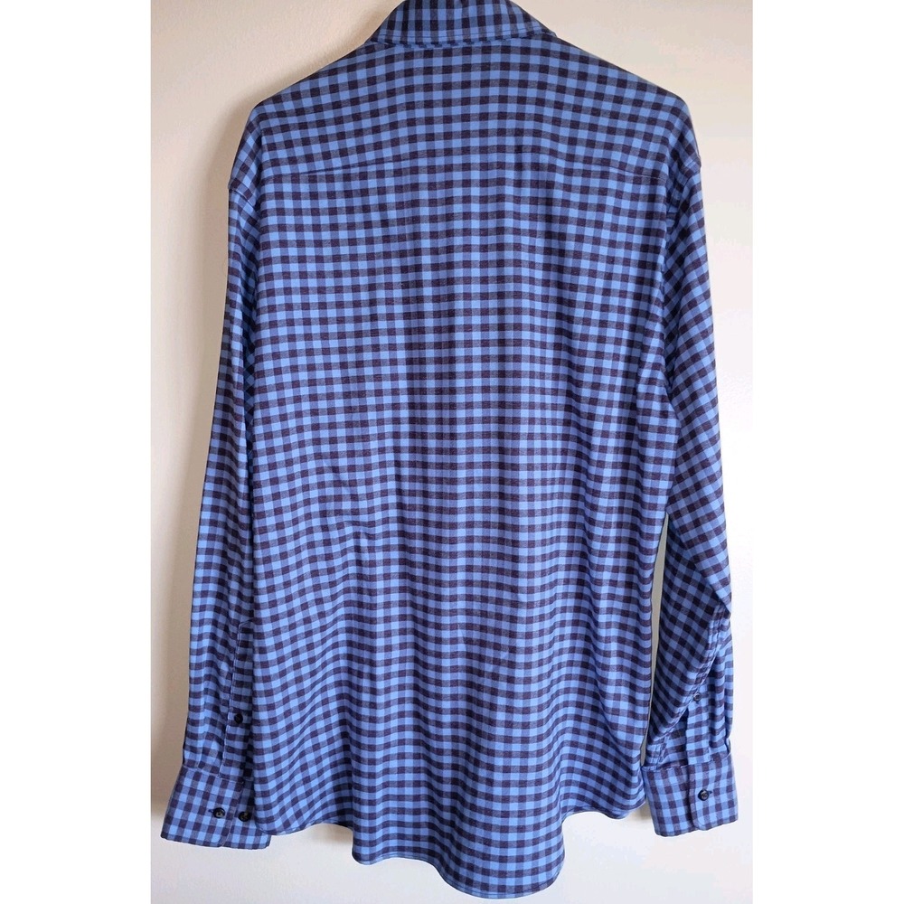 Peter Millar Crown Sport Blue & Plum Check Long Sleeve Button Down Shirt Men's L - Picture 5 of 10